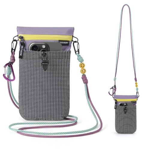 Cell Phone Bag with Strap Lightweight Crossbody Phone Purse with Nylon Lanyard Fits iPhone 12-17 for Travel Casual Walking - color: Purple