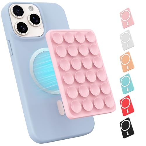 Magnetic Suction Phone Mount for MagSafe Case,Silicone Sticky (Light Pink) - color: Light Pink