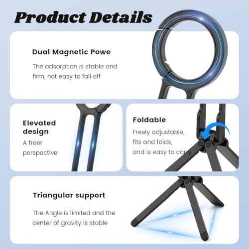 Foldable Magnetic Phone Tripod for Smartphone, Aluminum Alloy