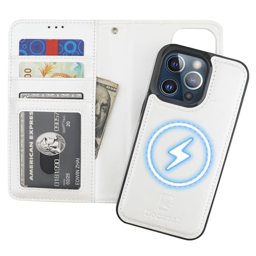 Bocasal for MagSafe Wallet Case Card Holder for iPhone 13 Pro, White - color: White for MagSafe