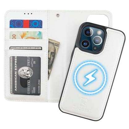 Bocasal for MagSafe Wallet Case Card Holder for iPhone 13 Pro, White - color: White for MagSafe