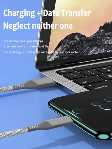 USB C Cable 26FT, Extra Long USB-A to USB-C Cable Braided Grey - color: Grey, size: 26FT
