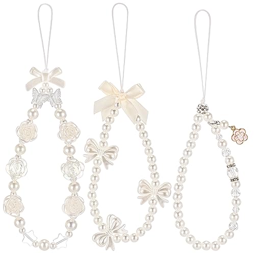 Ecally 3 Pcs Phone Charms Strap Camera Wrist Strap - color: White, style: Elegant
