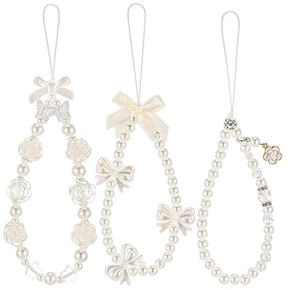Ecally 3 Pcs Phone Charms Strap Camera Wrist Strap - color: White, style: Elegant