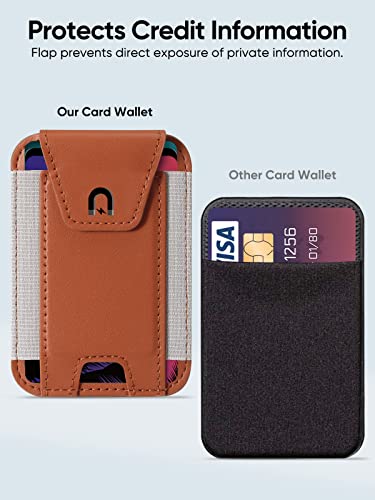 Miroddi for MagSafe Wallet with Privacy Flap, Strongest Magnetic Wallet | 7 Cards Holder, RFID Blocking, Leather Magnetic Phone Wallet for iPhone 17/16/15/14/13/12 Series and Pixel 10 Series - color: Brown