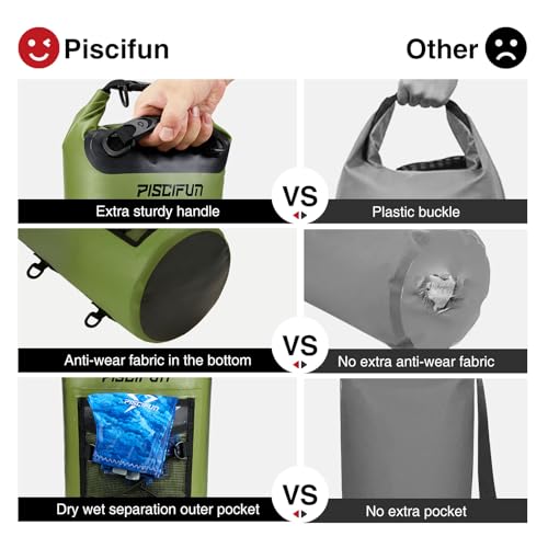 Piscifun Dry Bag, Waterproof Floating Backpack 10L/20L/30L/40L | Waterproof Phone Case, Adjustable shoulder straps, Roll-top closure keeps gear dry, Ideal for Boating, Kayaking, Fishing - color: Light Blue, style: 30l
