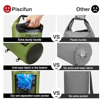 Piscifun Dry Bag, Waterproof Floating Backpack 10L/20L/30L/40L | Waterproof Phone Case, Adjustable shoulder straps, Roll-top closure keeps gear dry, Ideal for Boating, Kayaking, Fishing - color: Light Blue, style: 30l