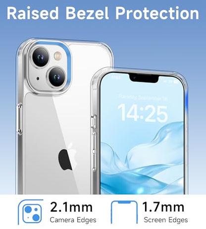 USLAI Case for iPhone 14, Anti-Yellowing, Crystal Clear Back, Shockproof & Military‑Grade Drop Protection - Transparent - color: Clear, size: iPhone 14