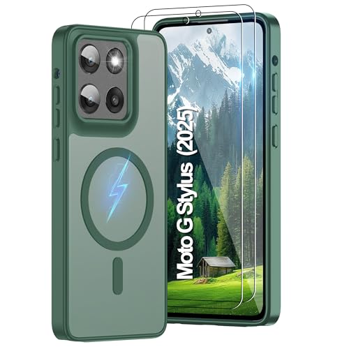 Pilaru Magnetic for Motorola Moto G Stylus 5G 2025/2026 Case:(12FT Military Grade Drop Protection) Translucent Matte Slim-Shockproof Non Slip Anti-Fingerprint Rugged for GStylus 2025/2026 Green - color: Dark green, size: Moto G Stylus 5G 2025 & Moto G Sty