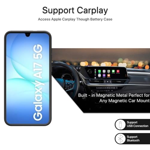 Battery Case for Galaxy A16/A17,Upgraded 10000mAh High Capacity Rechargeable Portable Protective Extended Charger Case Wireless Charging Compatible with A16/A17(6.7 inch) Charging Case & Carplay Black - size: Galaxy A16/A17