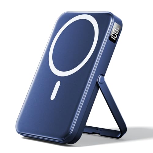 Portable Charger for Magsafe Battery Pack,10000mAh Power Bank with Foldable Stand,Travel Essential PD 22.5W Fast Charge,Magnetic Charge Wireless Charger for iPhone 17/16/15/14/13 (Navy)