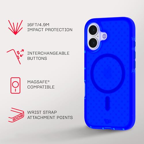 Tech21 EvoCheck for iPhone 16 - Compatible with MagSafe - Impact Protection Case - in Cobalt Blue - color: Cobalt Blue, size: iPhone 16