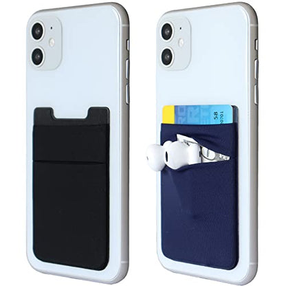 Fulgamo Phone Wallet Stick on,Card Holder for Phone Case,Phone Card Holder - color: Black,Navy Blue