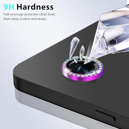 Zeking (2 Set) Bling Camera Lens Protector Compatible with Samsung Galaxy Tab A11, Glitter Bling Sparkly 9H Tempered Glass Camera Cover Protector Metal Individual Ring (Glitter-Purple) - color: GlitterSilver