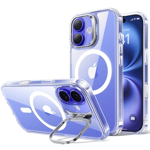 ESR for iPhone 16 Plus Case, Compatible with MagSafe, Military-Grade Protective Case for iPhone 16 Plus,Built-in Stash Stand Phone Case, Scratch-Resistant Back Cover, Clear - color: Clear, size: iPhone 16 Plus 6.7inch