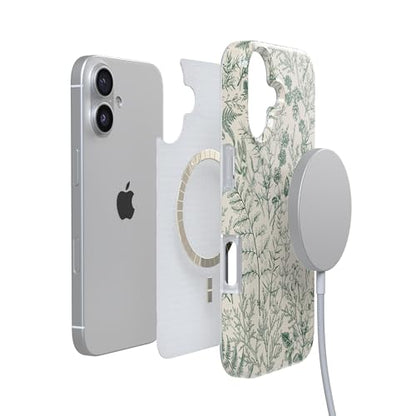 Casely iPhone 17 Case | Green Floral | Sage Garden | Compatible with MagSafe | Classic Ultra Slim Design - color: Sage Garden | Green Floral