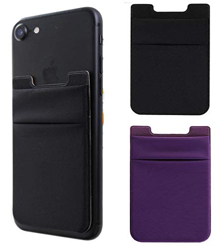 Fulgamo Phone Wallet Stick on,Card Holder for Phone Case,Phone Card Holder - color: Black,Purple