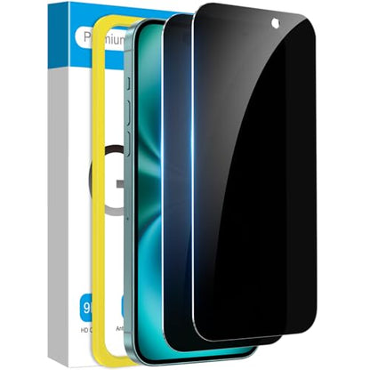 Fotbor 2 Pack Compatible for iPhone 15 Plus/iPhone 16 Plus Privacy Screen Protector, Anti Spy Private Case Friendly Anti-Scratch 9H Hardness Tempered Glass - size: iPhone 15 Plus/16 Plus - 6.1 inch