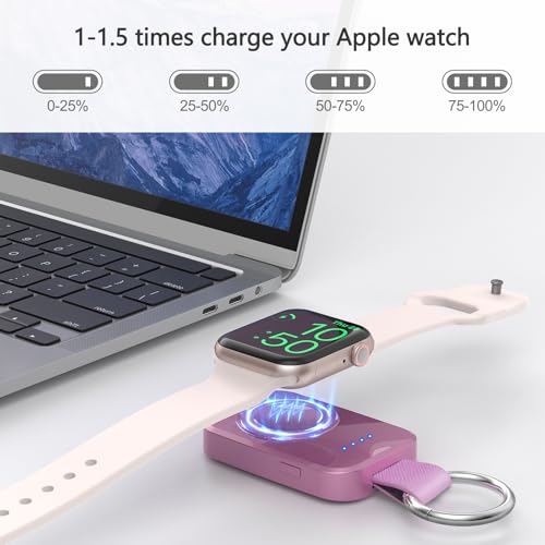 i.VALUX Portable Charger for Apple Watch, Wireless Magnetic iWatch Charger - color: Purple