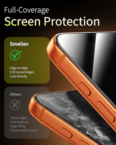 for iPhone 17 Pro Privacy Screen Protector, 3 Pack, [Anti-spy] [Micro-curved Edges] 9H+ Hardness Tempered-Glass Privacy Screen Protector, Case Friendly, 6.3 inch