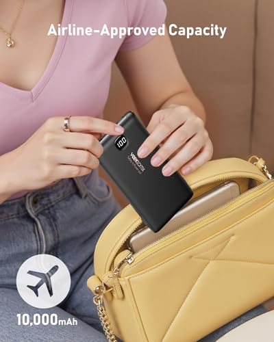 Portable Charger Power Bank Built in Cables and Wall Plug, 10000mAh iPhone Battery Pack Fast Charging, USB C External Slim Power Bank, Travel Essentials Compatible with iPhone 17 16 15 14 iPad, Black - color: Space Black
