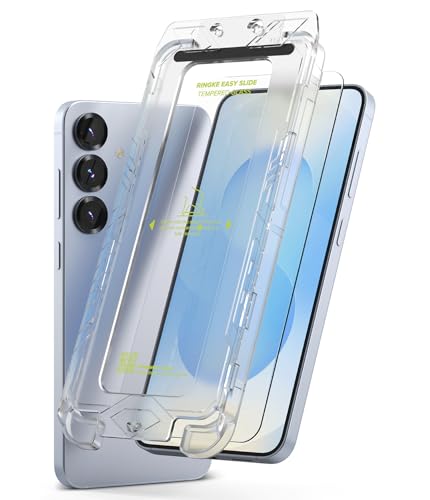 Ringke for Samsung Galaxy S25 / S24 Screen Protector [Easy Slide, 2 Pack] | Easy Installation with Alignment Tool, Case Friendly Premium 9H Hardness Tempered Glass - size: Galaxy S25 / S24