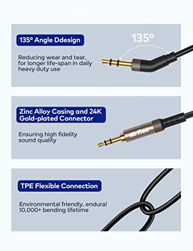 Mr Rex 3.5mm to 2.5mm Aux Cable Cord for Bose 700 QuietComfort QC45 QC35II QC35 QC25 Noise Cancelling Headphones, JBL E45BT E55BT E65BTNC Bluetooth Earphone, Audio Replacement Wire (2-Pack, 5FT) - size: 2-Pack, 5FT