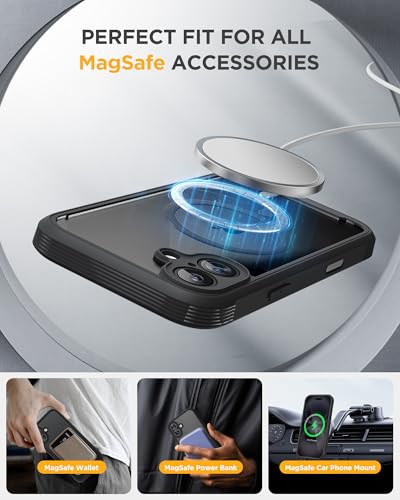 miracase for iPhone 16 Case 6.1'', Full-Body Bumper Phone case with Built-in Full Glass Screen &Camera Control,No Gap,Compatible with MagSafe,Drop Proof 16 Cover,Black - color: Magnetic Classic Black, size: iPhone 16
