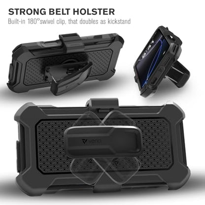 VENA vArmor for iPhone 16 Pro Rugged Case, Blue | Military-Grade Drop Protection, Heavy Duty, Belt Clip Holster, Kickstand, Magsafe Compatible - color: Slate Blue/Black