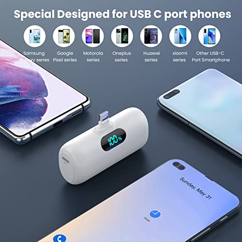 [2 Pack]Small Portable Charger for iPhone 18/17/16 Series,5000mAh 3A PD USB C Power Bank, Mini Travel Essentials Battery Pack for iPhone 18/17 Pro/16/16 Plus/16 Pro/15 Pro Max,Samsung,Android/LG etc - color: A-Black+White
