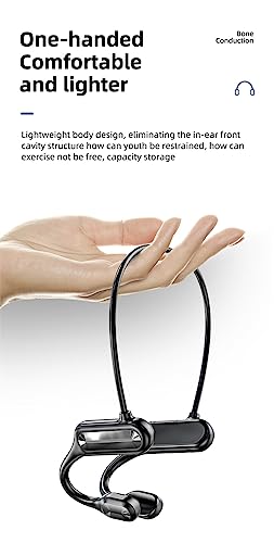 Bone Conduction Headphones - 2023 New Waterproof Bone Conduction Head Phones with Mic, 5.3 Open-Ear Earbuds Sports Headphones Ear Bone Running Music Headphones (Black) - color: Black