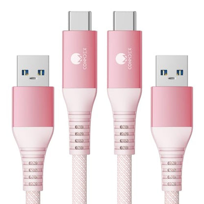 CONMDEX Android Auto USB Cable [3ft, 2-Pack] 10Gbps, 3A Fast Charging - color: Pink, size: 3ft+3ft, style: 2Pack