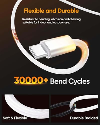 15FT USB C Fast Charge & Data Cable Long 2-PK,USBC 220W for Apple,Sam/Sung - color: Silvery, size: 15FT