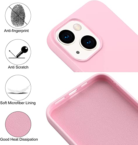 Compatible with iPhone 15 Case 6.1, Slim Silicone 3 Layers Full Covered Soft Gel Rubber Cover Protective Phone Case with Anti-Scratch Microfiber Lining (Pink) - color: Pink, size: iPhone 15