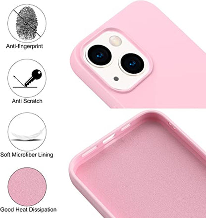 Compatible with iPhone 15 Case 6.1, Slim Silicone 3 Layers Full Covered Soft Gel Rubber Cover Protective Phone Case with Anti-Scratch Microfiber Lining (Pink) - color: Pink, size: iPhone 15