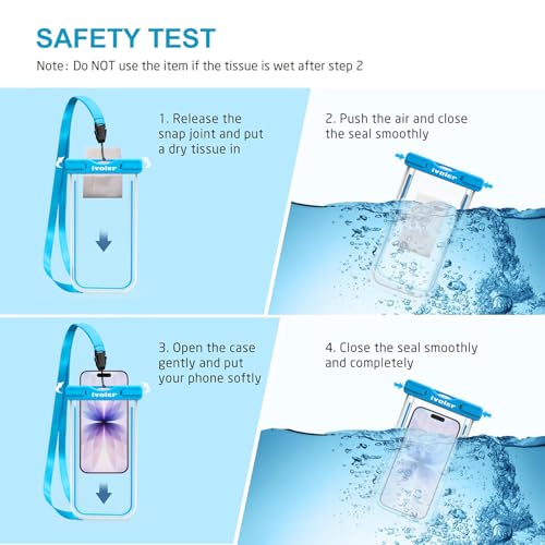 ivoler 2-Pack Waterproof Phone Pouch, Cell Phone Dry Bag for iPhone 17/16/15 Pro Max, Samsung S26/S25 Ultra, Waterproof Phone Case for Beach, Cruise Essentials & Travel, [Fit Up to 7''] - color: Neon Blue & Neon Green