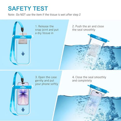 ivoler 2-Pack Waterproof Phone Pouch, Cell Phone Dry Bag for iPhone 17/16/15 Pro Max, Samsung S26/S25 Ultra, Waterproof Phone Case for Beach, Cruise Essentials & Travel, [Fit Up to 7''] - color: Neon Blue & Neon Rose Red