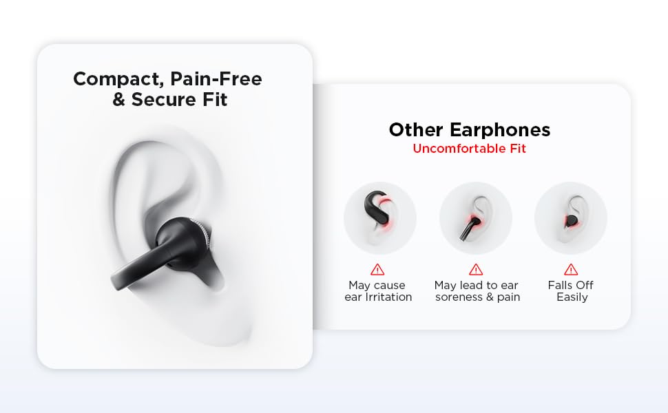 Lenovo Open Ear Clip On Earbuds X500 Bluetooth 6.0 Wireless Earbuds with 11 mm Drivers, Open Ear Ergonomic Design, Dual Device Connectivity, Built in Mic, Fast Charge, Black - color: Black