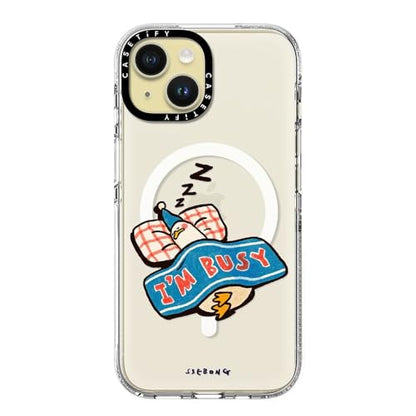 CASETiFY for iPhone 15 Case - Impact Clear Compatible with MagSafe | Not Yellowing | 6.6 ft. 3X Military Grade Drop Protection | I'm so busy | Clear - color: I'm so busy, size: Iphone 15 (6.1")