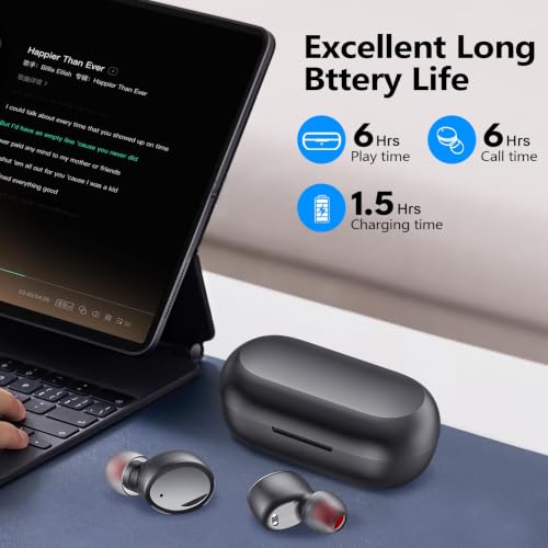 kurdene Wireless Earbuds Bluetooth 5.3 Light Weight in Ear Headphones - color: Glossy Black