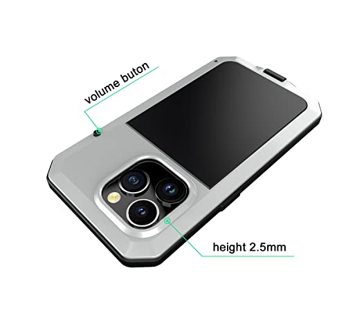 for iPhone 14 Pro Max Case,360 Full Body Protective Heavy Duty Shockproof Tough Armour Aluminum Metal Case with Silicone Built-in Screen Protector for iPhone 14 Pro Max 6.7" - Silver - color: Silver