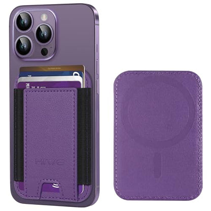 HiWe for MagSafe Wallet, 7 Cards Holder for Phone Case, RFID Blocking - color: Dark Purple Wallet & Black Band