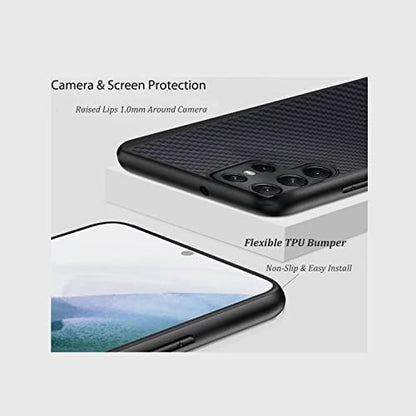 for Samsung Galaxy S23 Ultra Case: (Black) | Slim Thin, Carbon Fiber Classic Pattern Design, Soft Hybrid TPU Bumper, Shockproof Protective Cell Phone Cover - color: Black