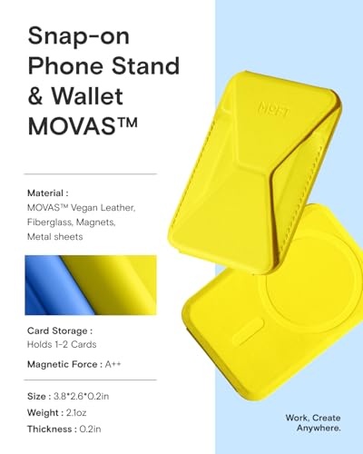 MOFT Magnetic Wallet Stand Compatible with iPhone 17/16/15/14/13/12 Series, Angle Adjustment & Magsafe Compatible MOVAS Phone Stand,Neon - color: Neon, size: Standard