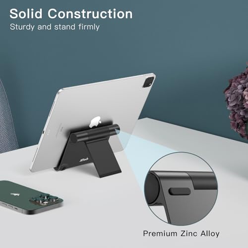 JETech Foldable Tablet Stand for 4-11" Tablets and Phones, Black - color: Black