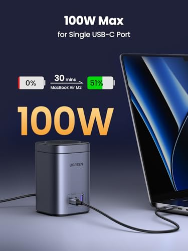 UGREEN Nexode 100W USB C Charging Station, 4-Port Qi2 Charger Stand