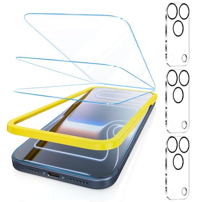Fotbor [3+3 Pack for iPhone 17 Pro Screen Protector, Anti-Blue Light, [Eye Protection] 9H+ Tempered Glass with Camera Lens Protector - size: iPhone 17 Pro - 6.3 inch