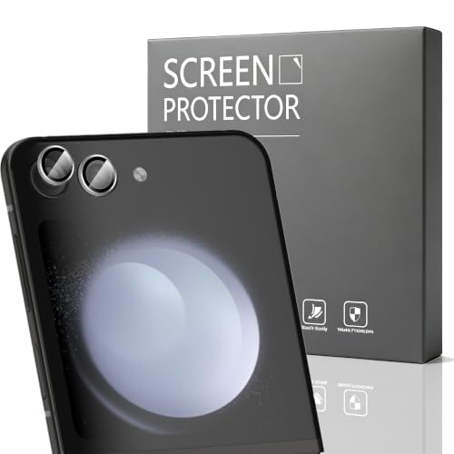 1 Pack Camera Lens Frame for Samsung Galaxy Z Flip 5, 9H Glass Screen Protector Anti-Scratch, Tempered Glass Metal Individual Camera Cover Accessories, Silver - size: for Galaxy Z Flip 5 Silver