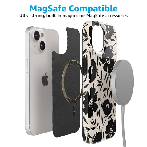 Casely iPhone 15 Plus Case | Dark Fantasy | Contrast Floral | Compatible with MagSafe | Classic Ultra Slim Design - color: Dark Fantasy | Contrast Floral