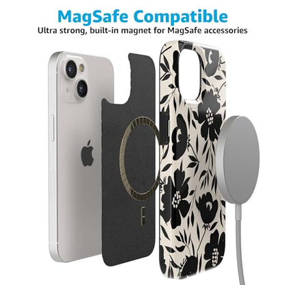 Casely iPhone 15 Plus Case | Dark Fantasy | Contrast Floral | Compatible with MagSafe | Classic Ultra Slim Design - color: Dark Fantasy | Contrast Floral